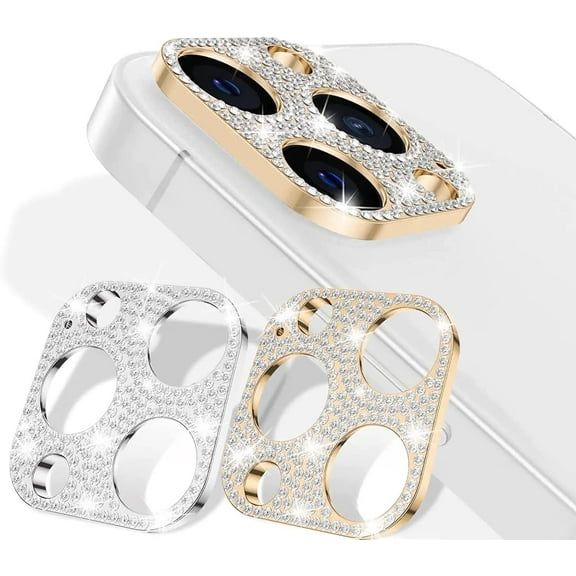 KONEE Camera Lens Protector Compatible with iphone 14 Pro/14 Pro Max, Anti Scratch Bling 3D Lens Protection Decor Sticker Lens Protector Cover for iphone 14 Pro/ iphone 14 Pro Max - Silver + Rose Gold