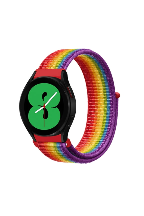 Nylon Bnad Compatible with Samsung Galaxy Watch 5 40/44mm, Watch 5 Pro 45mm, Watch 4 Classic 42/46mm Strap Velcro Bracelet Adjustable Replacement Wristband for Samsung Galaxy 42mm - Rainbow