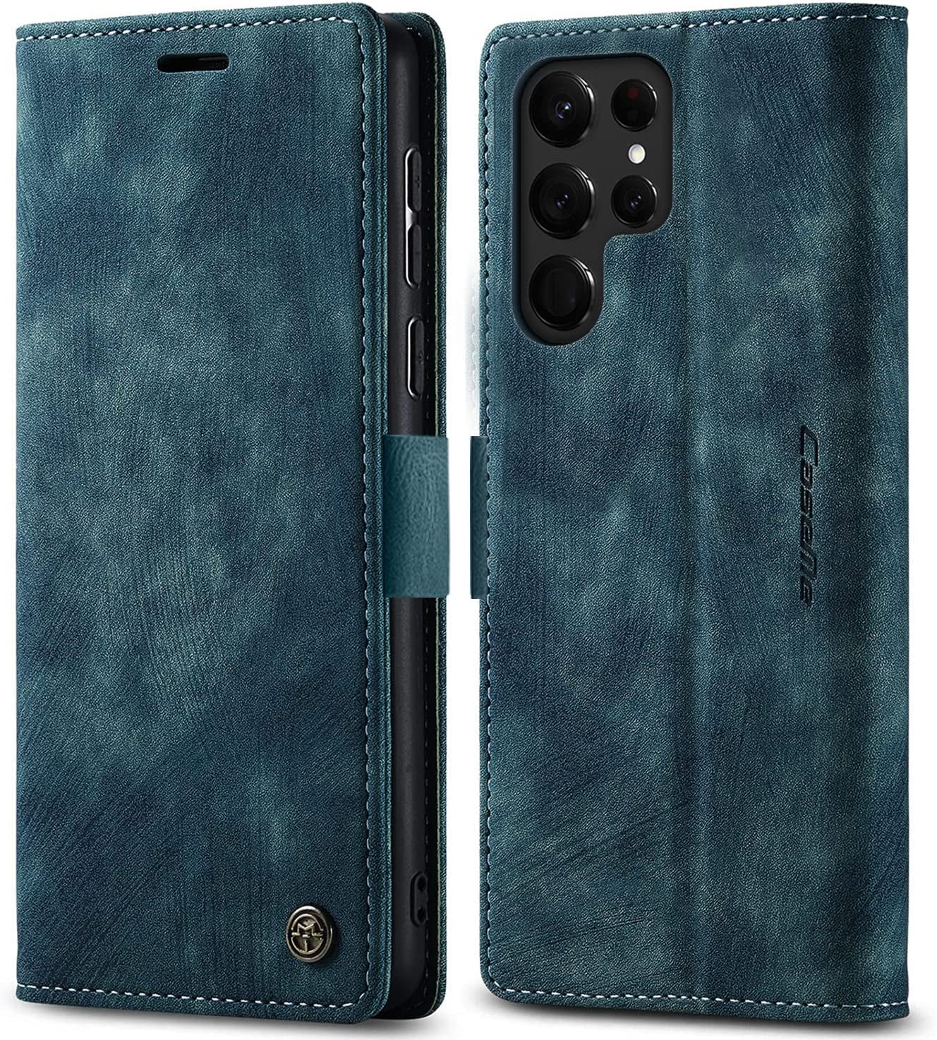 KONEE Phone Case Compatible with Samsung Galaxy S22 Ultra 5G,Leather Case PU Leather Flip Phone Case with [Card Slot] [Stand Function], Foldable Phone Case for Samsung Galaxy S22 Ultra 5G Case - Blue