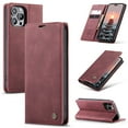 thumbnail image 1 of KONEE Phone Case Compatible with iPhone 14 Pro , Leather Case PU Leather Flip Phone Case with [Card Slot] [Stand Function], Foldable Phone Case for iPhone 14 Pro Case, Wine Red, 1 of 16