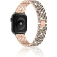 thumbnail image 1 of KONEE Stainless Steel Bnad Compatible with Apple Watch Series 8 7 41mm 40mm 38mm Strap Bling Bracelet Adjustable Replacement Wristband for i Watch SE Series 8 7 6 5 4 3 2 1 - Rose, 1 of 8