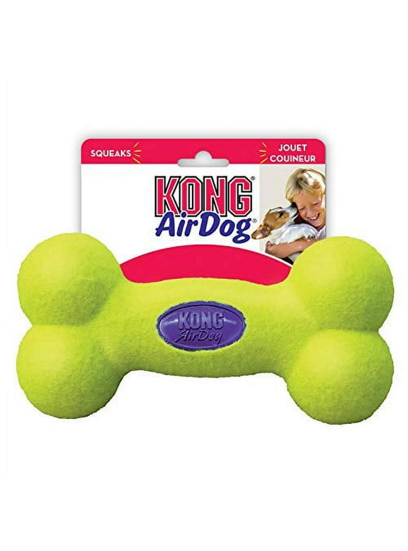 KONG - AirDog Squeaker Bone - Squeaky Bounce and Fetch Toy, Tennis Ball Material - Medium