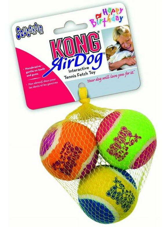 KONG Airdog Squeaker Birthday Balls Dog Toy, Multicolored, Medium