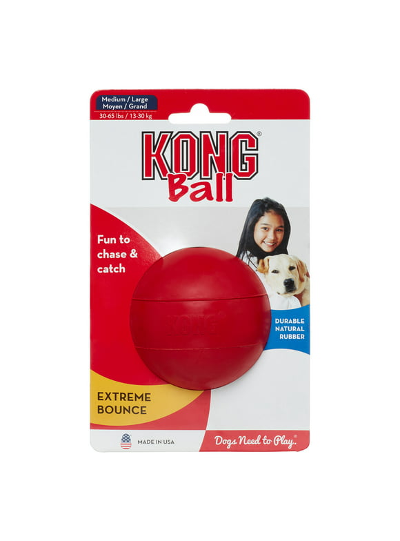 KONG Ball Durable Natural Rubber Dog Toy, Red, Medium/Large