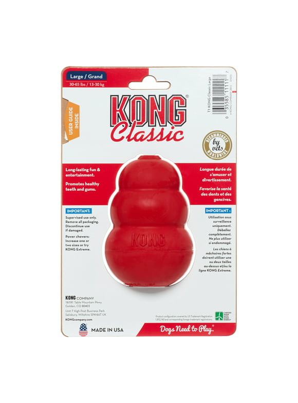 KONG Classic Dog Chew Toy, Red, Large 4 inches