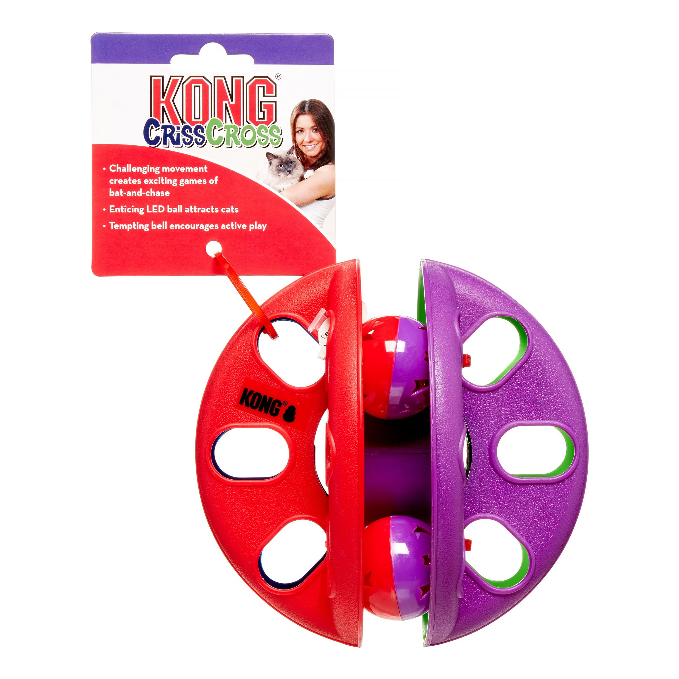 KONG Crisscross Cat Toy With Led Ball Multicolored, Medium