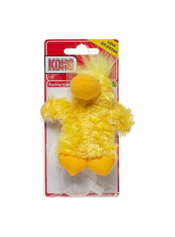 KONG Duck Low Stuffing Plush Dog Toy, Extra Small, Yellow