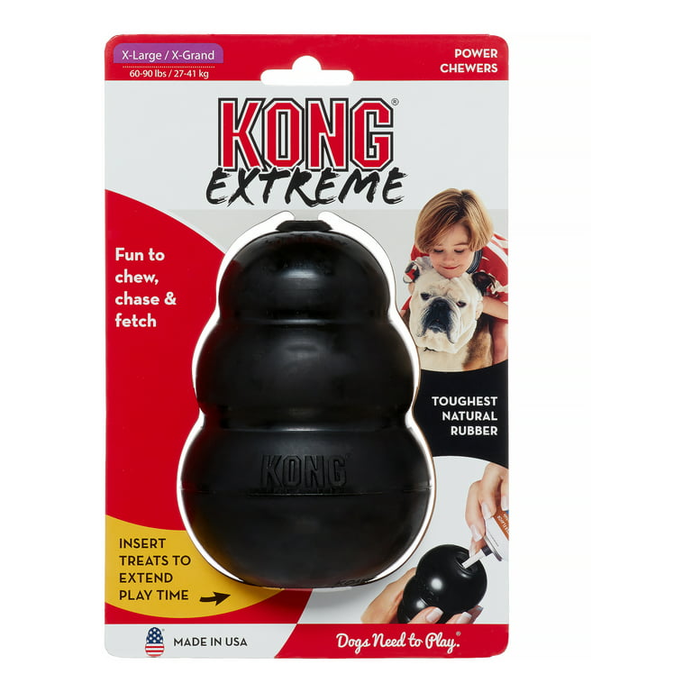KONG - Extreme Dog Toy - Toughest Natural Rubber, Black - Fun to