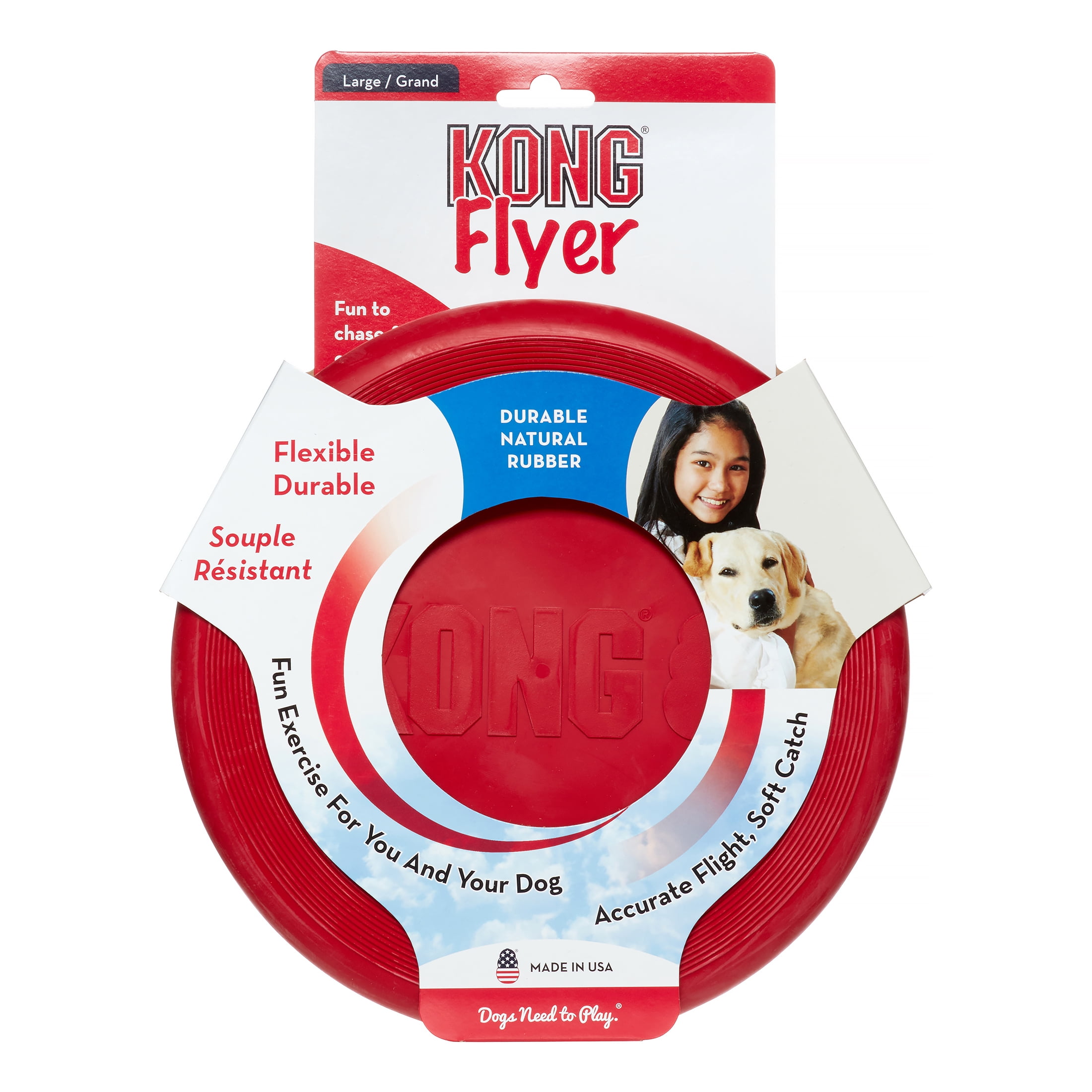 KONG Rubber Flyer Dog Toy for Gentle Chewers, Red - Walmart.com