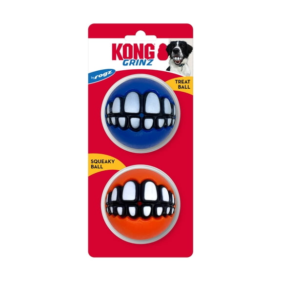 KONG Grinz Tennis Balls by Rogz Dog Toys, Variety Pack, Large, 2 Count