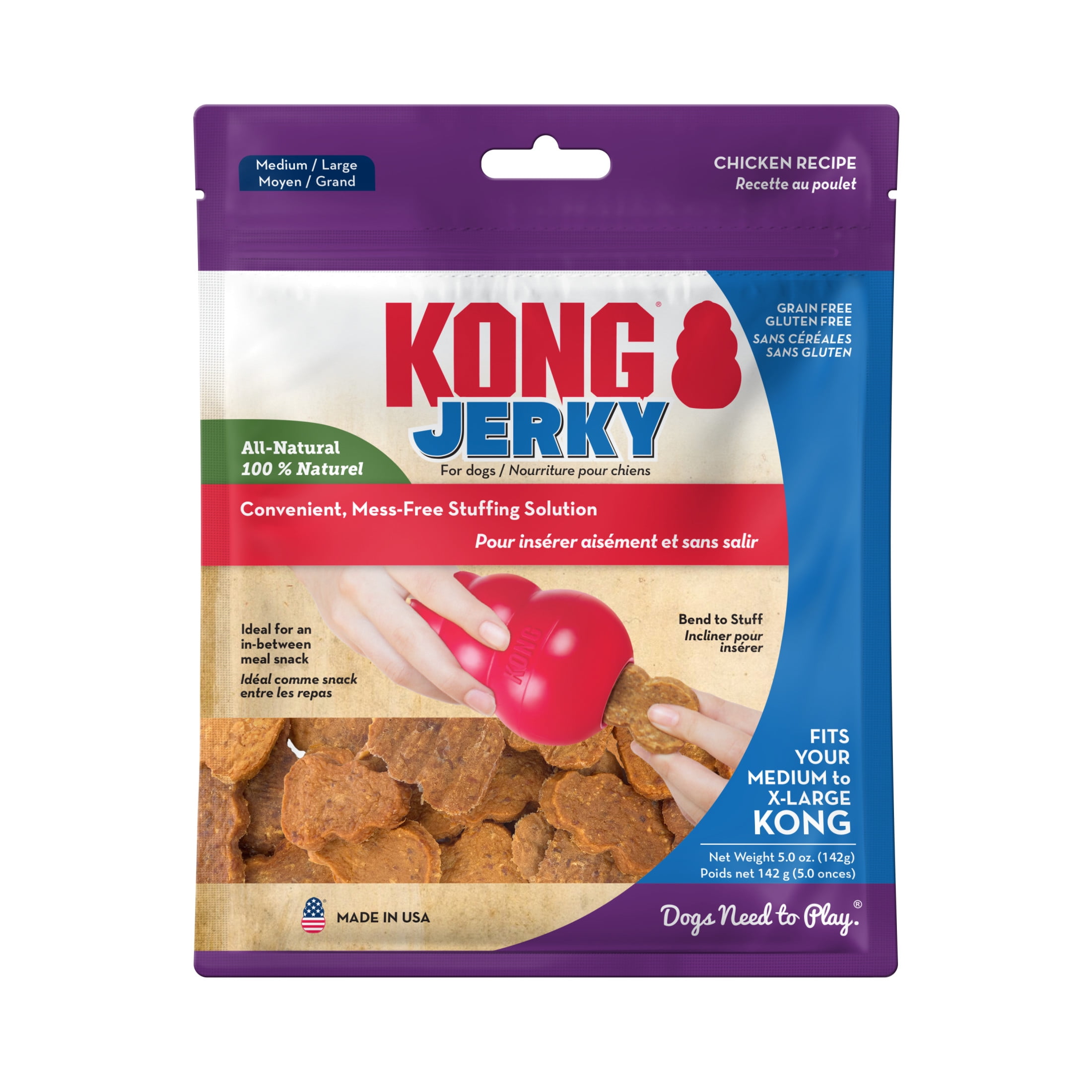 KONG® Jerky Grain Free Dog Treats, Premium Biscuit, Chicken, Medium/Large
