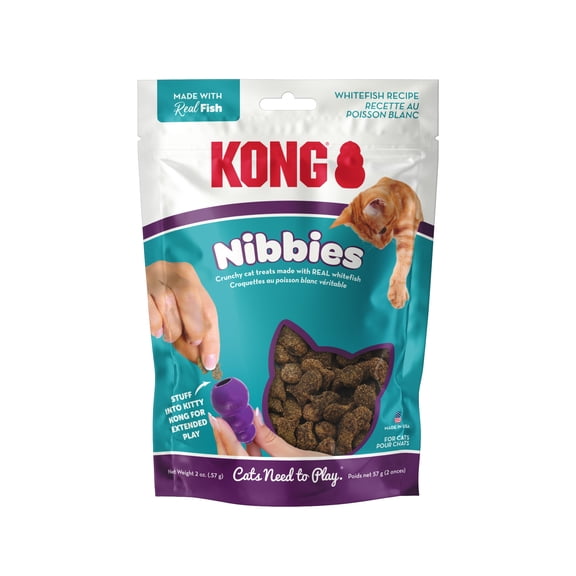 KONG® Nibbies Crunchy Cat Treats, Made with Real Whitefish, approx 112-114 treats per bag