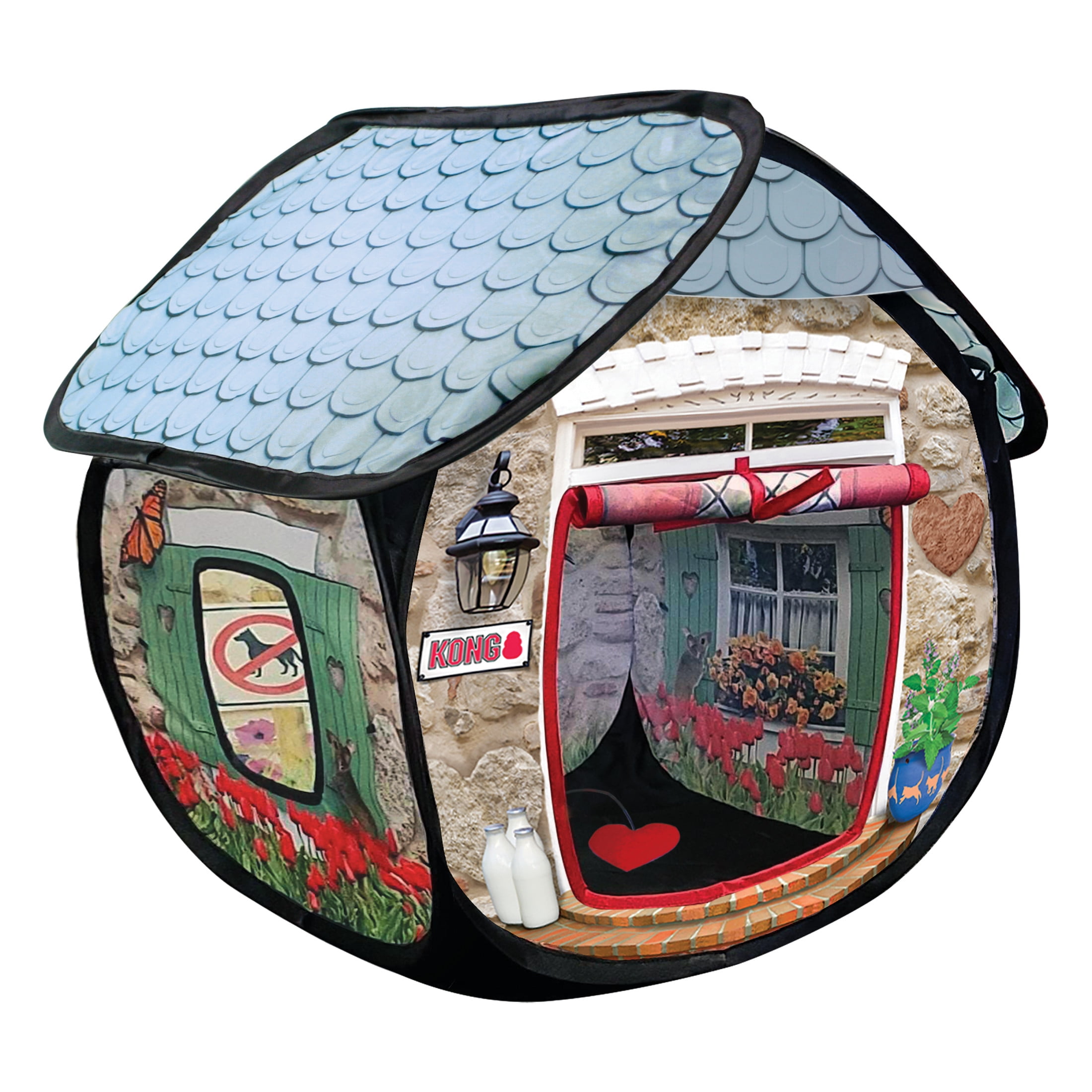 KONG® Play Spaces Bungalow, Foldable Hideaway Cat Toy, with Premium North American Catnip