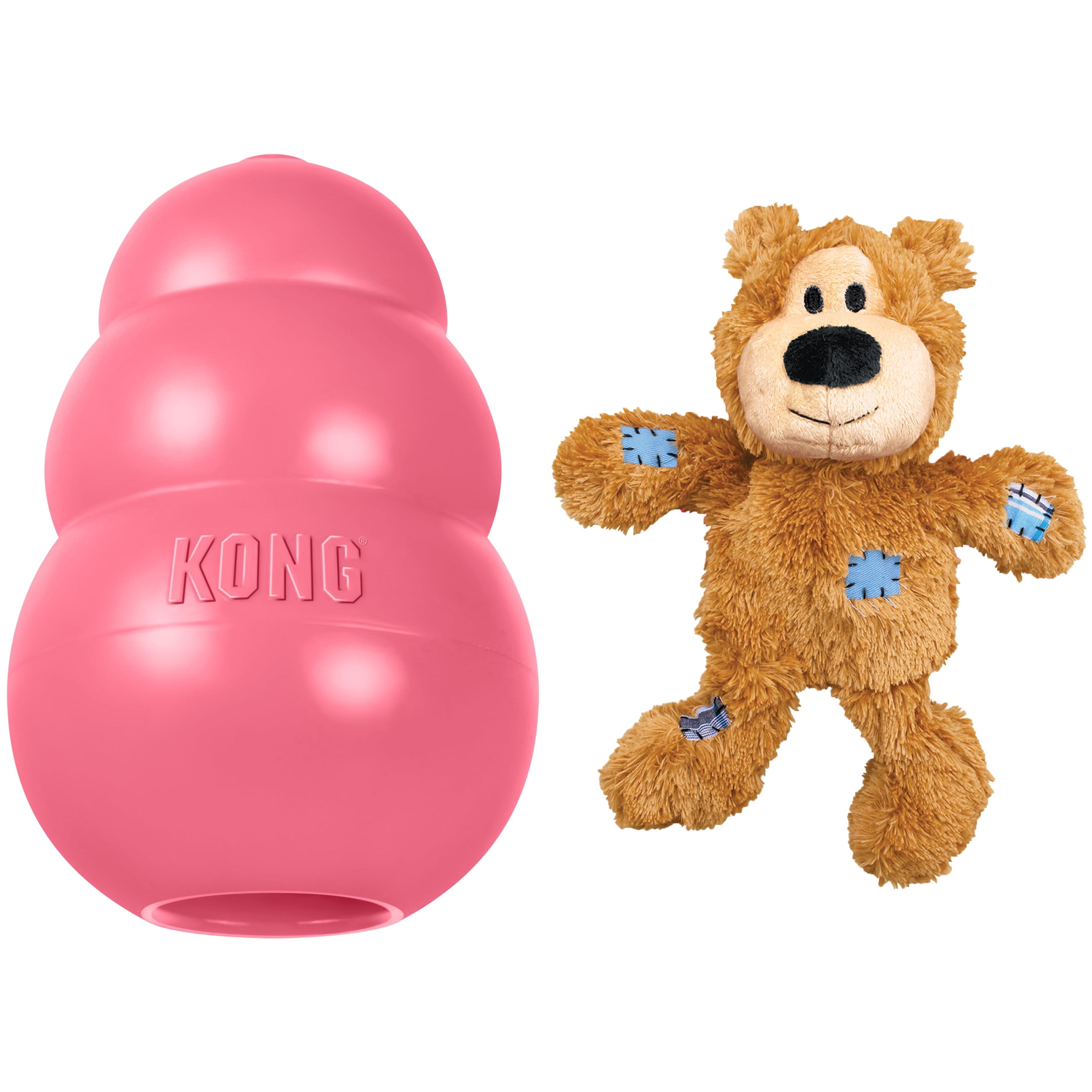 KONG Puppy Play Kit, includes Classic Rubber Puppy Dog Toy (Small), Wubba Squeaker Toy (Small), & Wild Knots Internal Knotted Rope Bear (S/M)