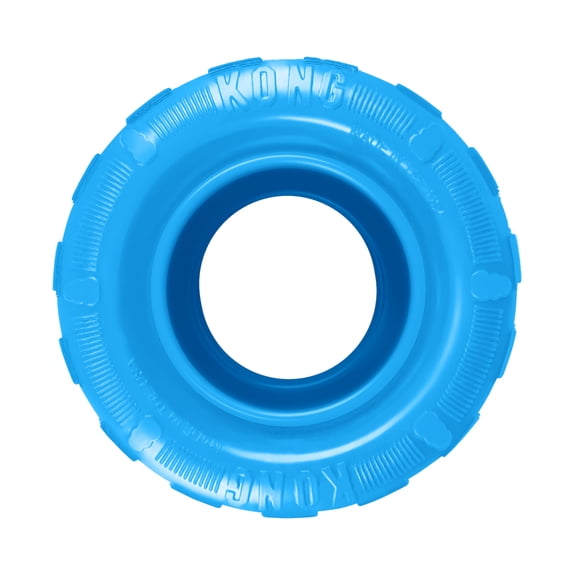 KONG® Puppy Tire Durable Dog Toy, Blue, Medium/Large for Beginner Chewers