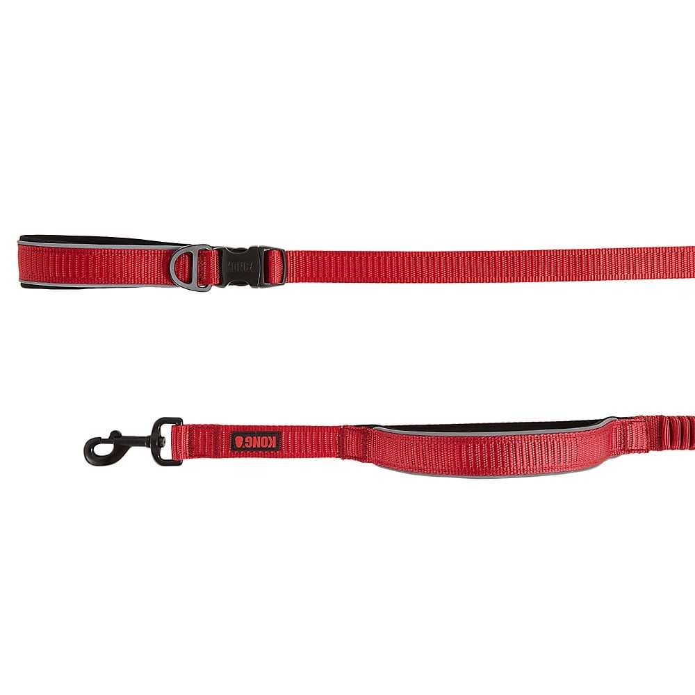 KONG Reflective Shock Absorbing Hands-Free Bungee Dog Leash 6' (Red)