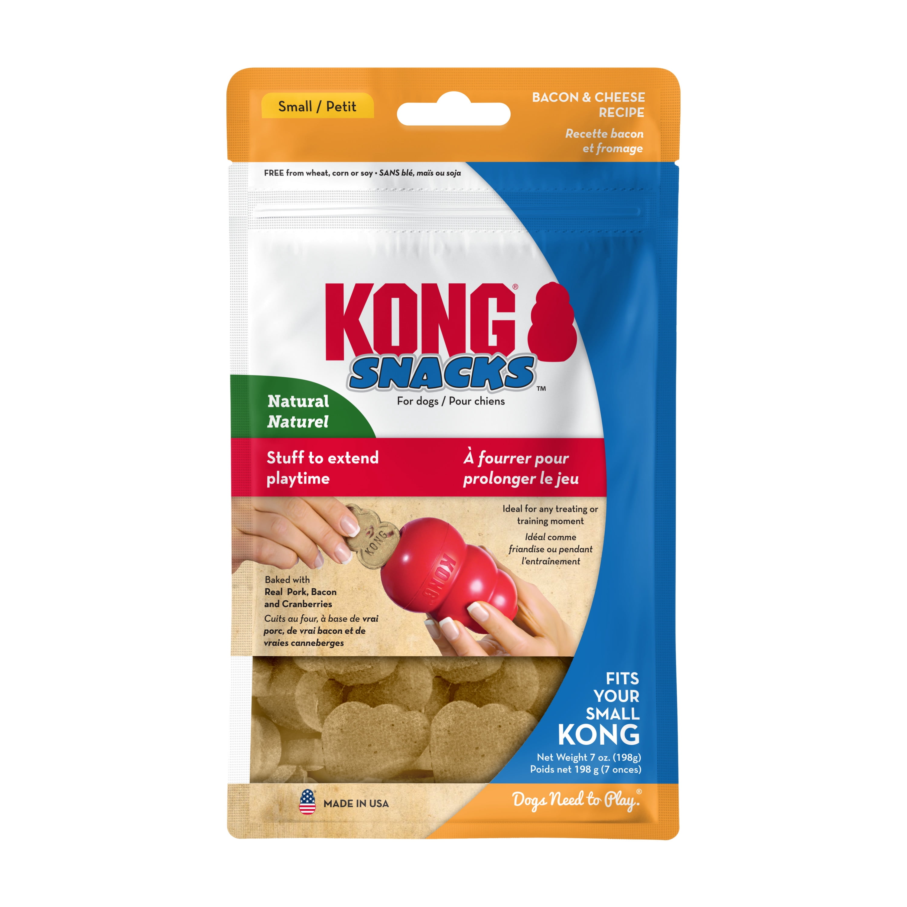 KONG® Snacks Natural Dog Treats, Bacon and Cheese, Small