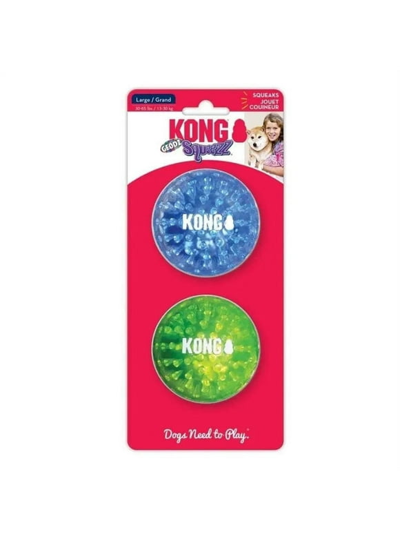 KONG Squeezz Geodz Squeaker Ball Dog Toy Assorted 1ea/LG, 2 pk