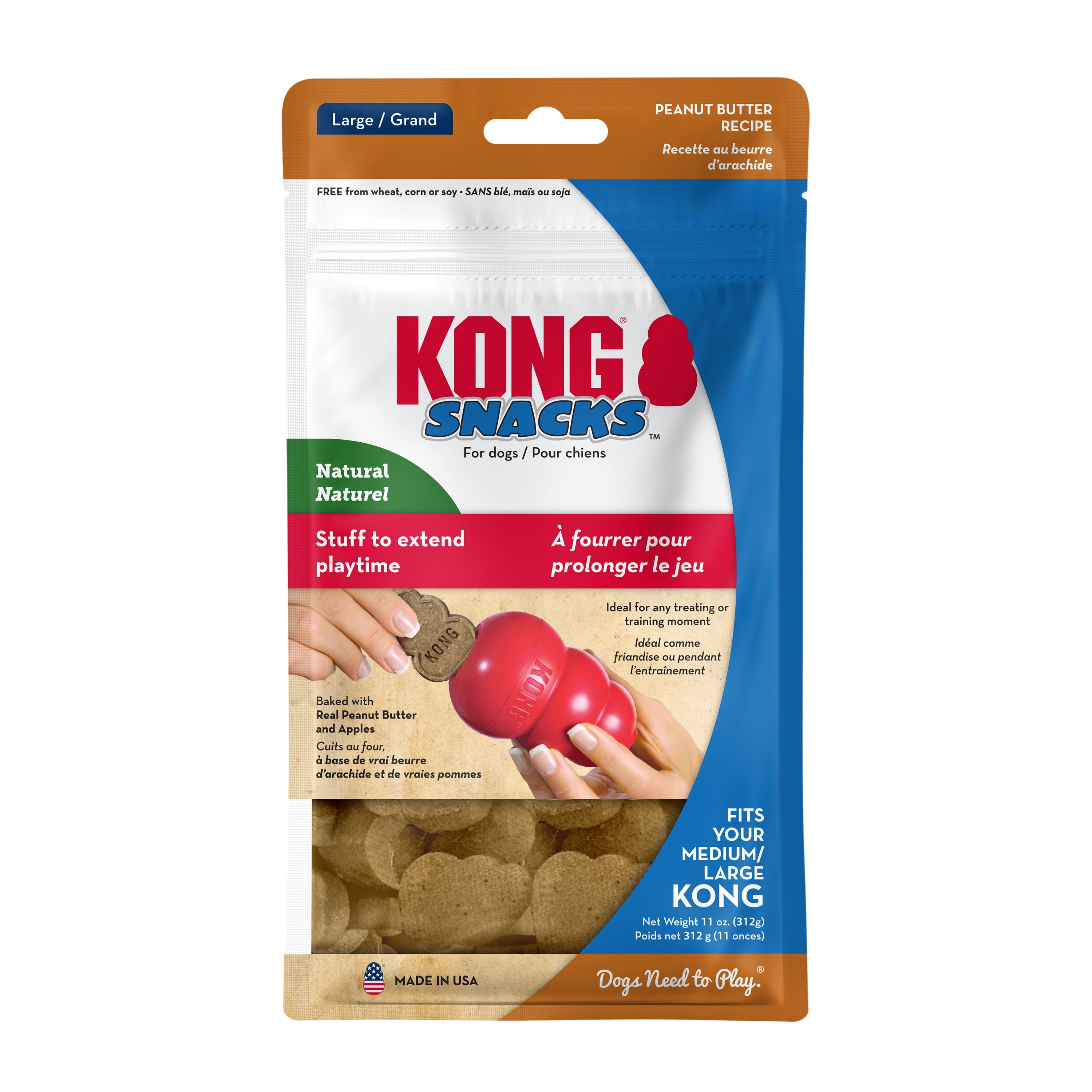 KONG® Snacks Natural Dog Treats, Peanut Butter and Apple, Large