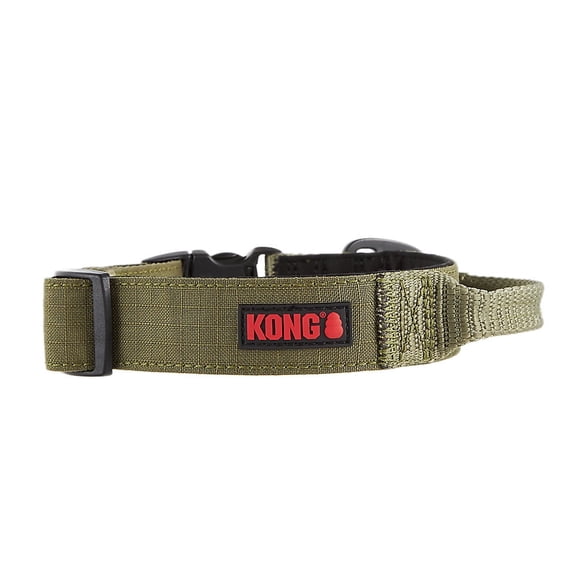 KONG Ultra Durable Padded Comfort Handle Dog Collar (Medium, Green)