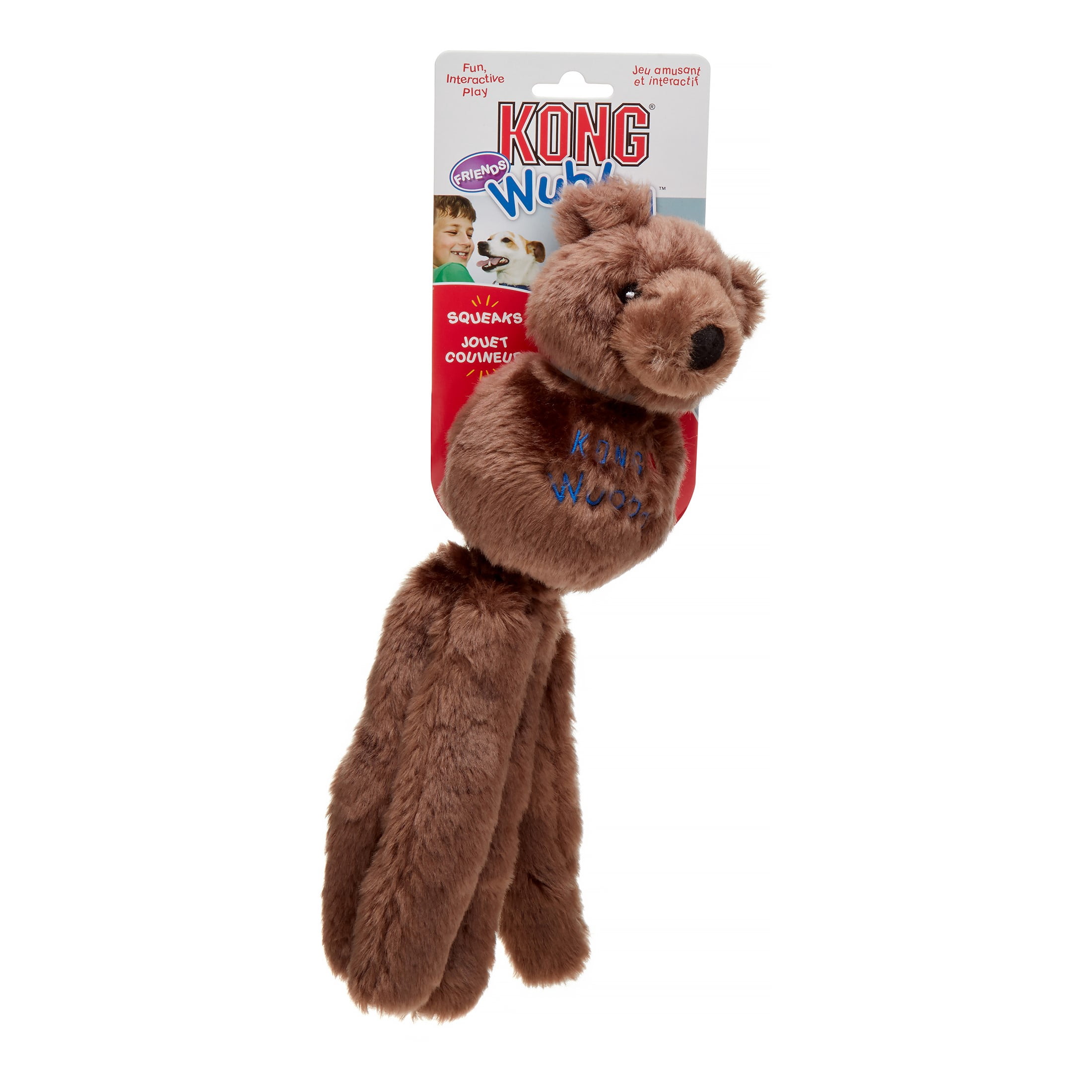 KONG Wubba Friend Squeaky Dog Toy with Floppy Tails for Interactive Fun, Assorted, Large