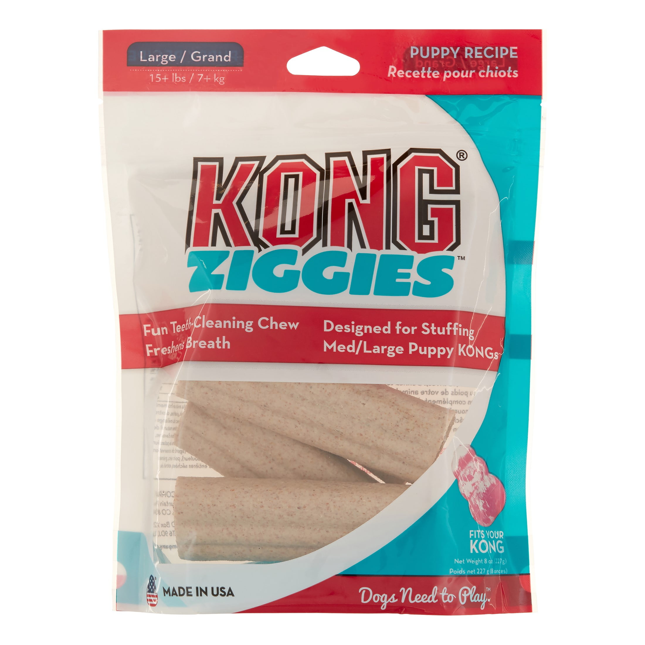 KONG Ziggies Dry Teeth Cleaning Puppy Chew Treats, 8 Oz, Large