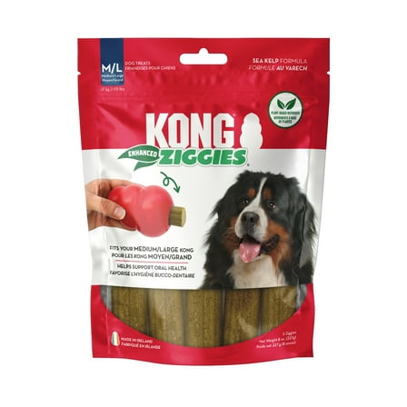 KONG® Ziggies Enhanced Dog Treats, Supports Oral Health, Medium/Large, Chicken, 8 oz