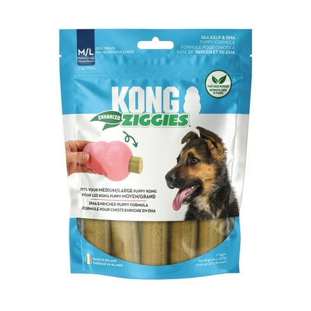 KONG® Ziggies Enhanced Puppy Dog Treats, Supports Oral Health, Medium/Large, Chicken, 8 oz