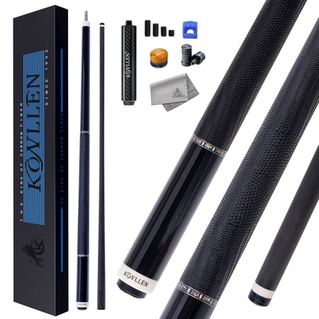KONLLEN Carbon Fiber Pool Cue Stick with 11.8mm black Low Deflection Hand-Made Inlay Billiard Cue