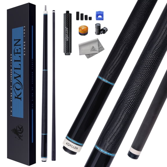 KONLLEN Carbon Fiber Pool Cue Stick with 11.8mm white Low Deflection Hand-Made Inlay Billiard Cue