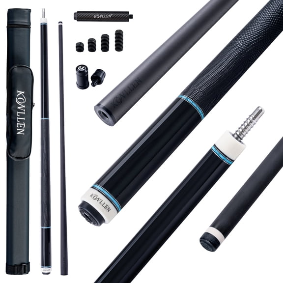 KONLLEN Carbon Fiber Pool Cue Stick with 11.8mm white Low Deflection Hand-Made Inlay Billiard Cue