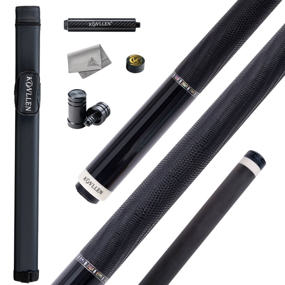 KONLLEN Carbon Fiber Pool Cue Stick with 12.5mm black Low Deflection Hand-Made Inlay Billiard Cue