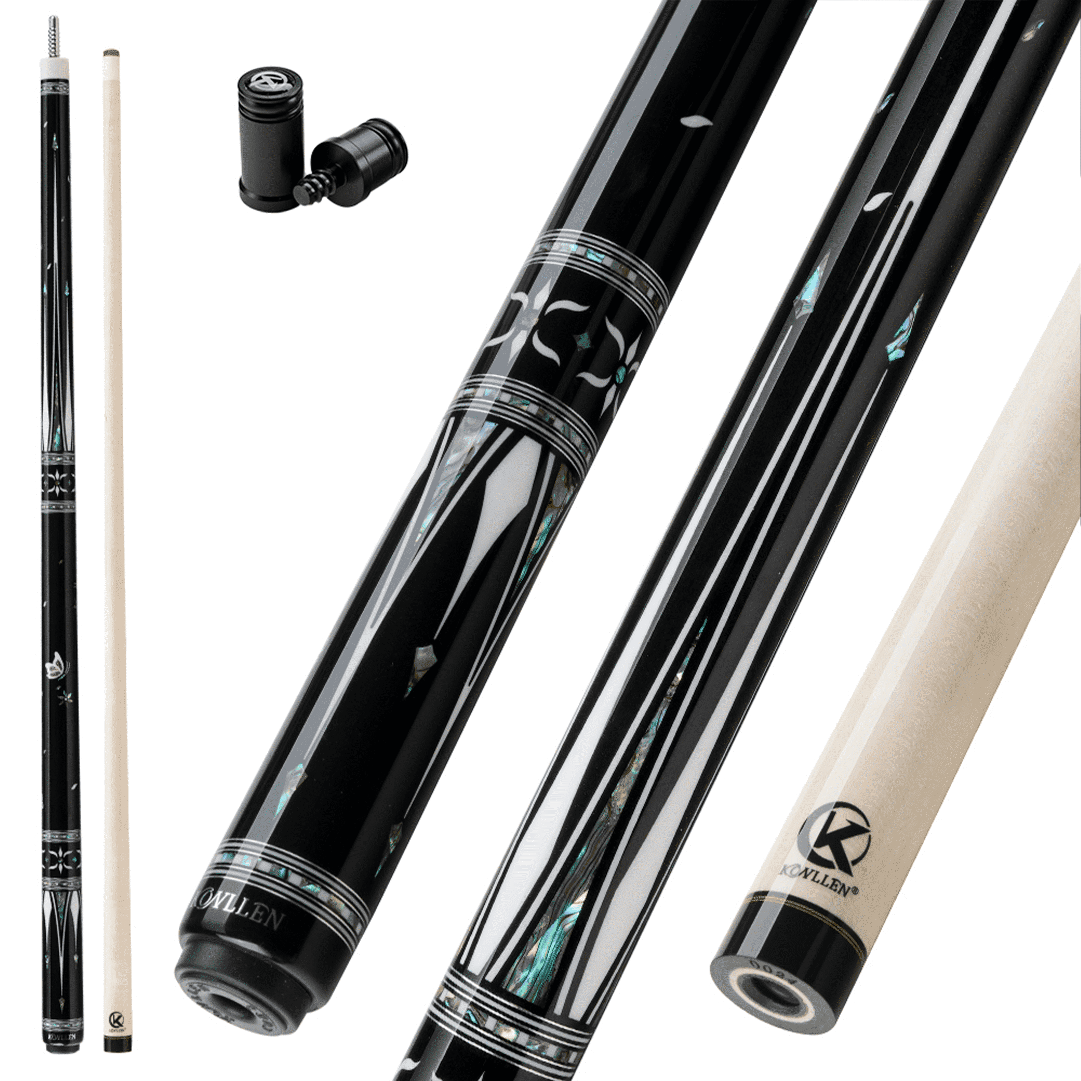 KONLLEN KL-KB Low Deflection Maple Billiards Cue Pool Cue Stick Real ...