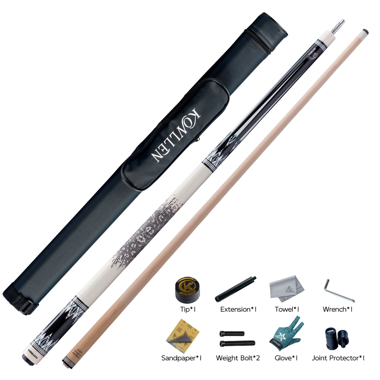 Pool Ticks KONLLEN Pool Cue Stick Pro Taper Canadian Maple Billiard Pool Sticks ...