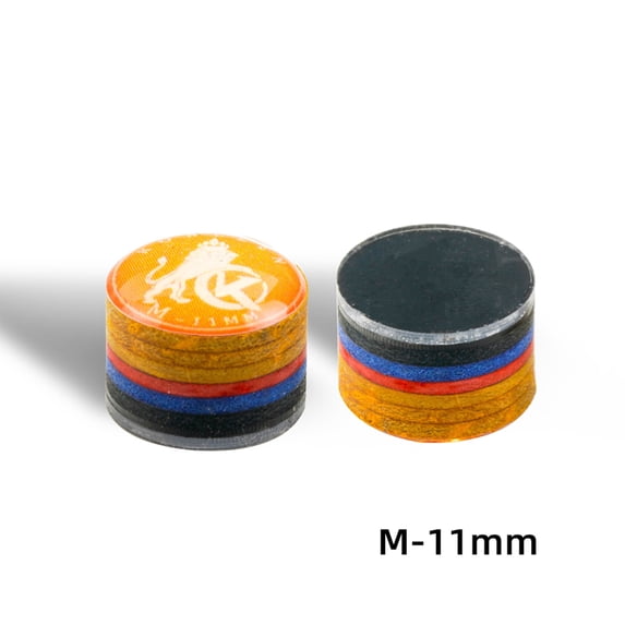 KONLLEN Rainbow Billiards Tip with Clear Medium 11mm Pool Cue Tip 9 Layers of Pigskin Cue Head Accessory 1 Piece