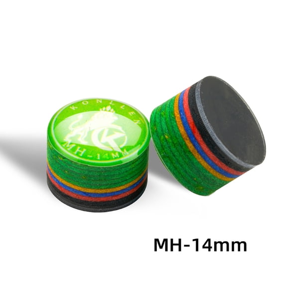 KONLLEN Rainbow Billiards Tip with Clear MH 14mm Pool Cue Tip 9 Layers of Pigskin Cue Head Accessory 1 Piece