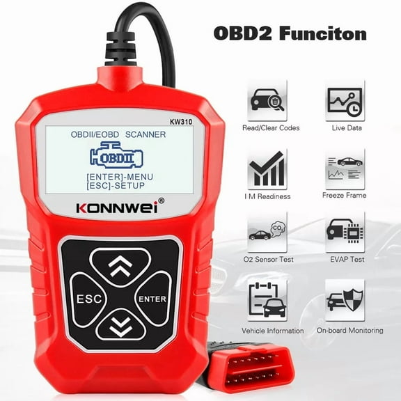 KONNWEI KW310 OBD2 Scanner Full OBDII Functions 10 Modes Car Engine Diagnostic Scanner Tool