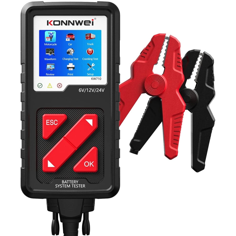 KONNWEI KW710 Car Battery Tester 6V 12V 24V Automotive 100-2000 CCA Digital Auto Battery Analyzer Alternator Starter Tester for Car Truck Marine