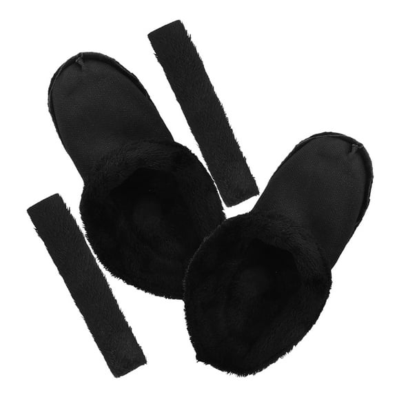 KONTONTY Black Plush Shoe Liners 1 Pair Fuzzy Slippers for Indoor Warmth and Insulation Comfort