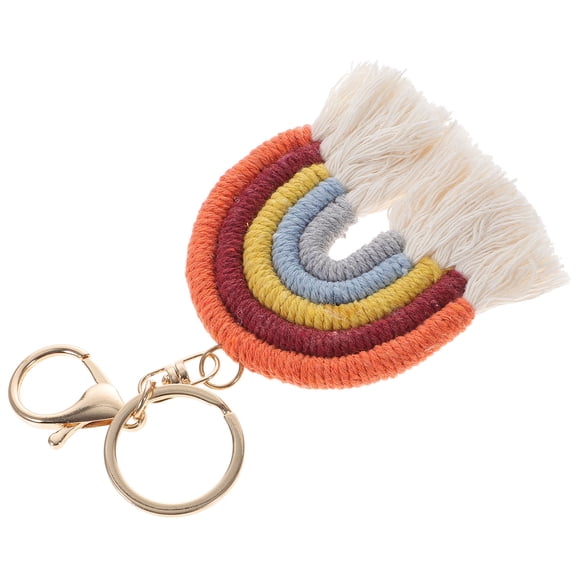 KONTONTY 1Pc Orange Multipurpose Key Ring with Tassel for Decorative Adornment