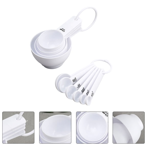 KONTONTY Measuring Spoon Set White PP for Home Baking Accurate Comfortable