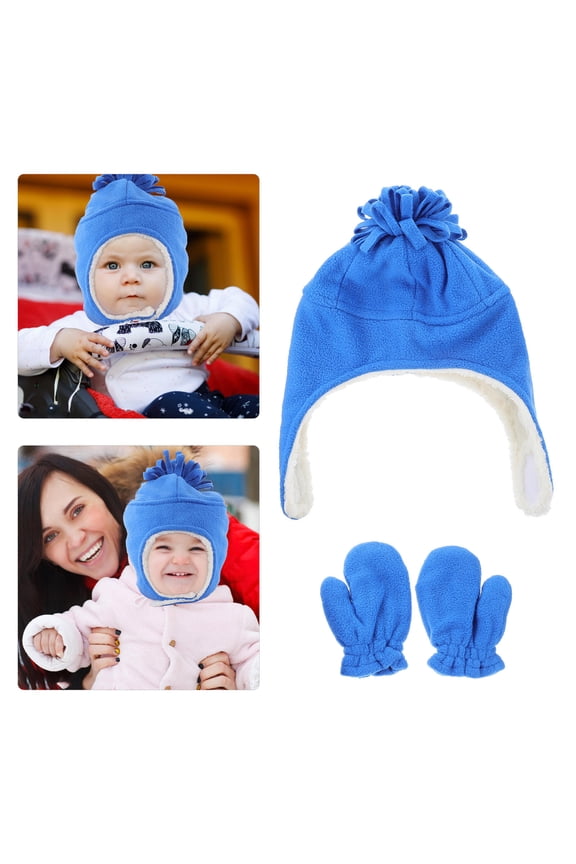 1 Set Ear Flap Caps for Boys Cotton Dark and Loop Tape Infant Outdoor Walks
