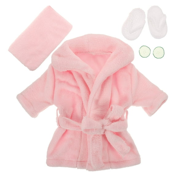 KONTONTY bathrobes for toddlers Bathrobe Set Coral Fleece Pink for Baby Girls 1 Set