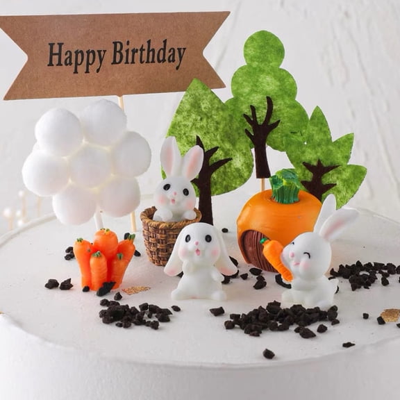 KONTONTY 1 Set of Cute Bunny Cute Figurine for Desktop Decoration Multi Colored PVC