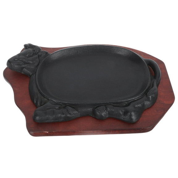 KONTONTY Teppanyaki Maker Plate for Steak Black Wood 1 Set