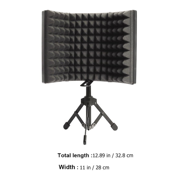 KONTONTY 1Set Microphone Isolation Shield with Absorbent Foams and Adjustable 3 Panels Black
