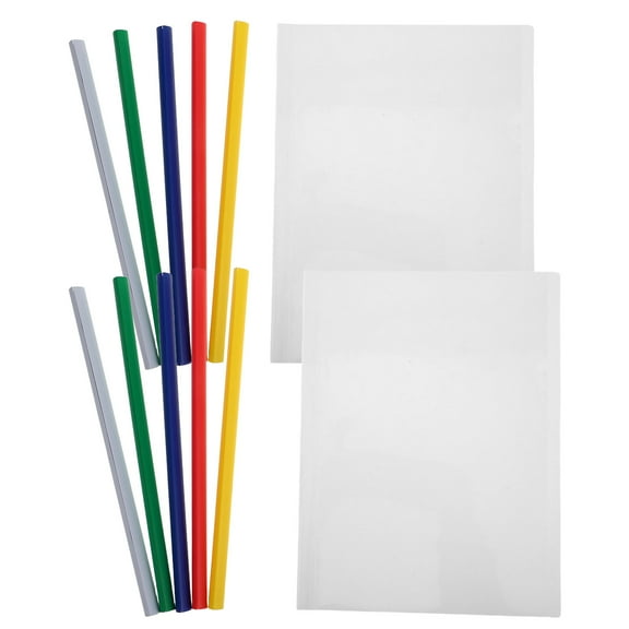 KONTONTY 10 Pcs Clear Report Cover A4 File Folder With Sliding Rod Plastic Document Organizer Portable Plastic File Folders For Documents