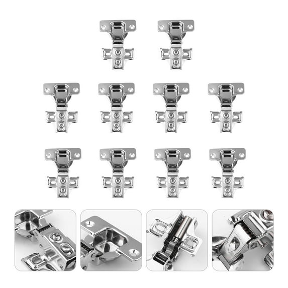KONTONTY 10 Sets 3-Way Adjustability Cabinet Hinges for Kitchen and Bathroom