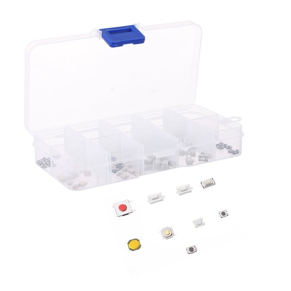 KONTONTY 100Pcs High Momentary Push Button Kit Assorted Colors in Plastic Storage Box