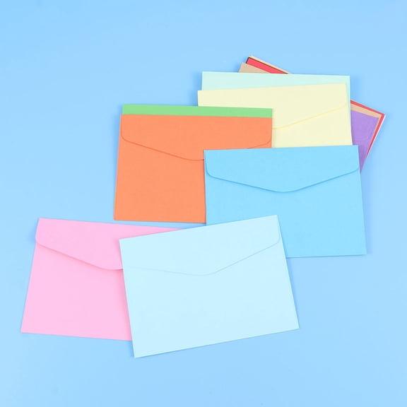 KONTONTY 100Pcs Assorted Color Mini Envelopes for Invitations Square Flap 4.5x3.2in